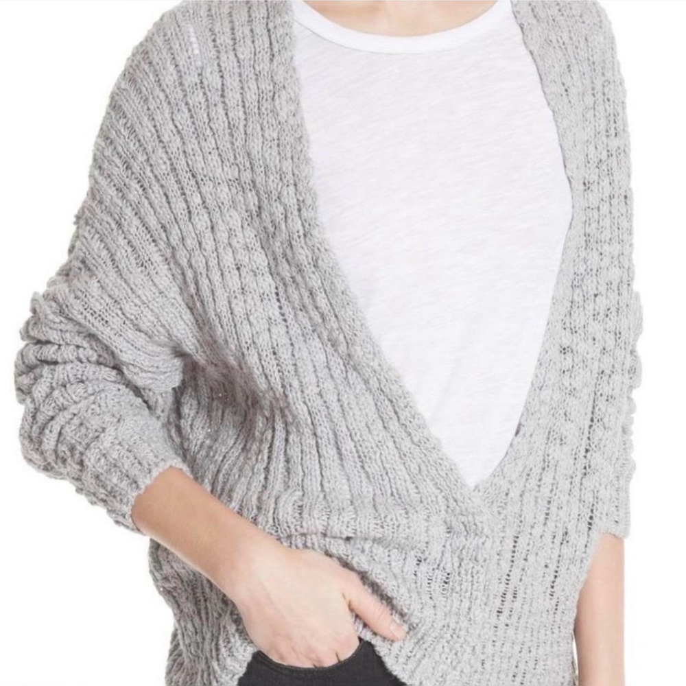 Free People Fun Times Chunky Knit Grey Cardigan Medium